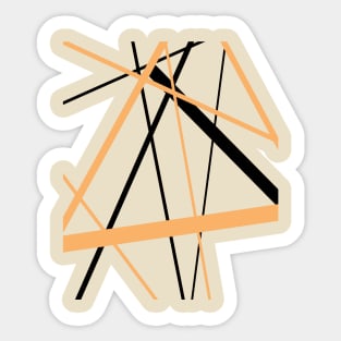 Criss Crossed Tangerine Orange and Black Stripes Sticker